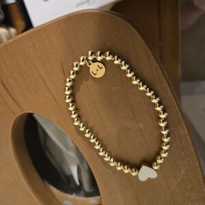 Hayes And Hudson The White Heart Gold Beaded Bracelet